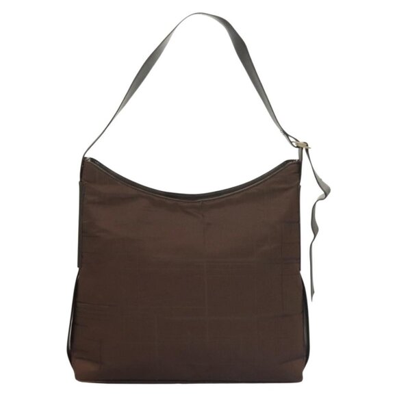 Salvatore Ferragamo Shoulder Bag Nylon Leather Brown Silver Auth - Picture 12 of 16